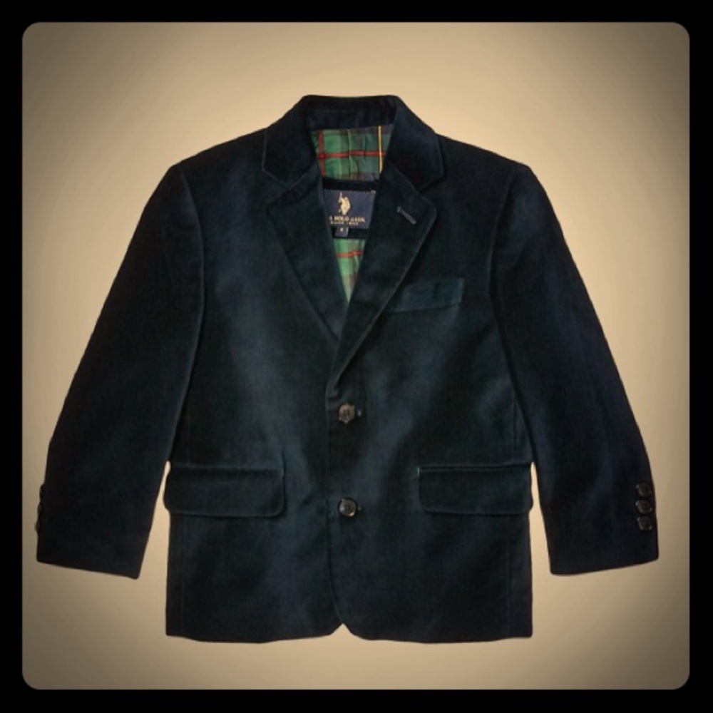 U.S. POLO ASSN: Boys Black Velvet “Smoking” Jacket